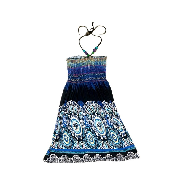 Bohemian Halter Bead Straps Beach Mini Dress vacation boho chic - Picture 1 of 2